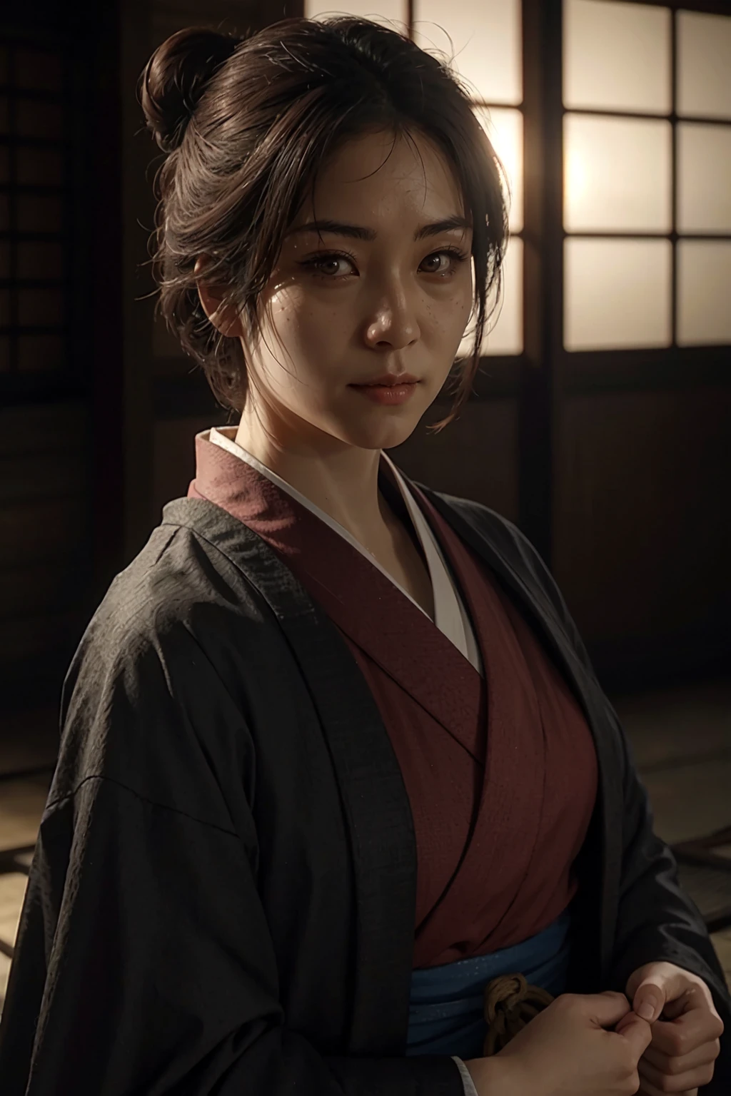 <lora:emma-v1.5-anyfinal-5ep:0.75> kimono,emma \(sekiro\), japanese clothes, brown eyes, bangs, (ultra realistic, 8k,high quality)