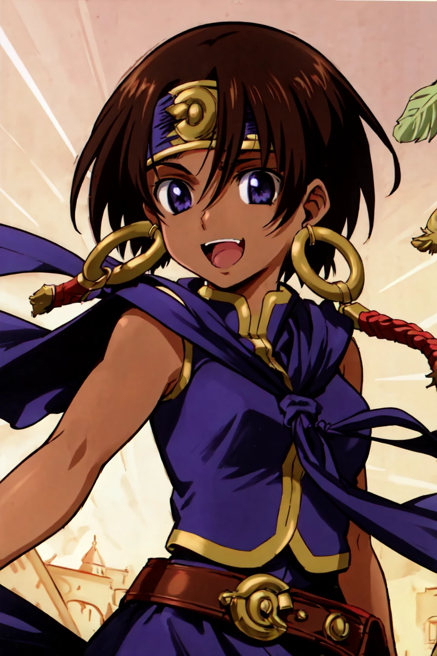 (best quality) , (highly detailed) ,masterpiece ,absurdres ,detailed face ,beautiful face ,(detailed eyes, deep eyes, anime eyes) ,1girl , solo, upper body, happy,
Jumping, pretending to catch a floating feather,
najaran_culdept, earrings, dark-skinned female, dark skin, purple eyes, brown hair, short hair, dress, headband, jewelry, belt, cape, hoop earrings, <lora:Najaran_Culdept-10:0.85>
