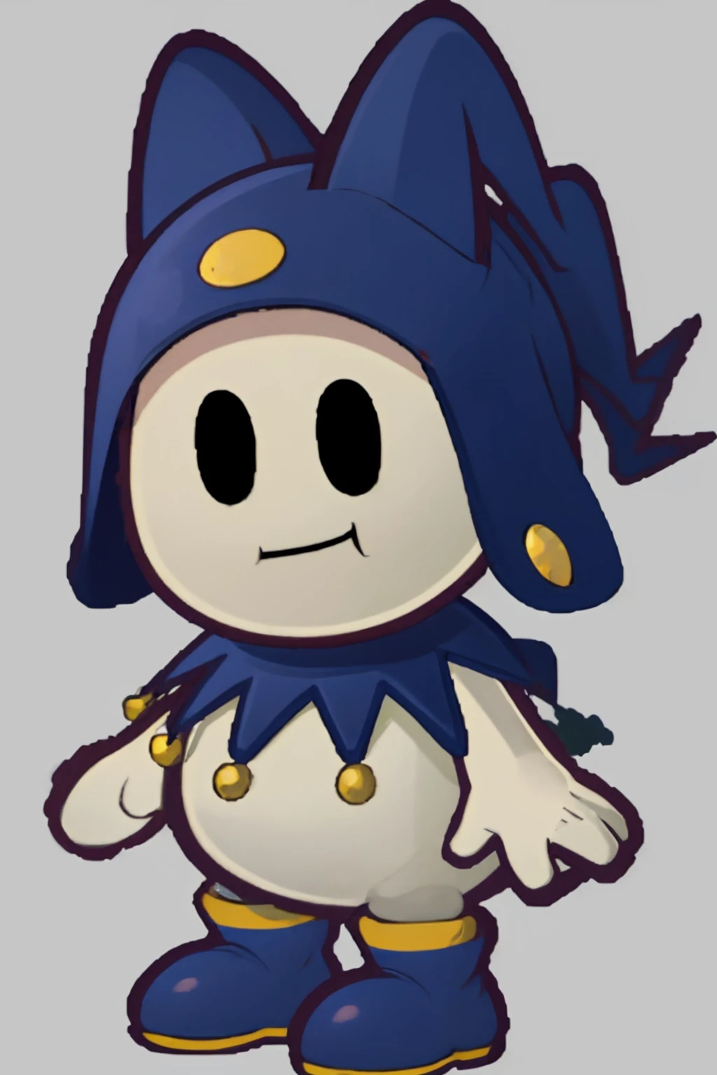 masterpiece, best quality, solo, looking at viewer, <lora:PM-TTYD-SpritesV2_Fp_1:0.7>, simple background, full body, chibi, black eyes, solid oval eyes, outline, <lora:Jack-Frost_Fp:0.9>, jackfrostsmt, no humans, pokemon \(creature\), standing,