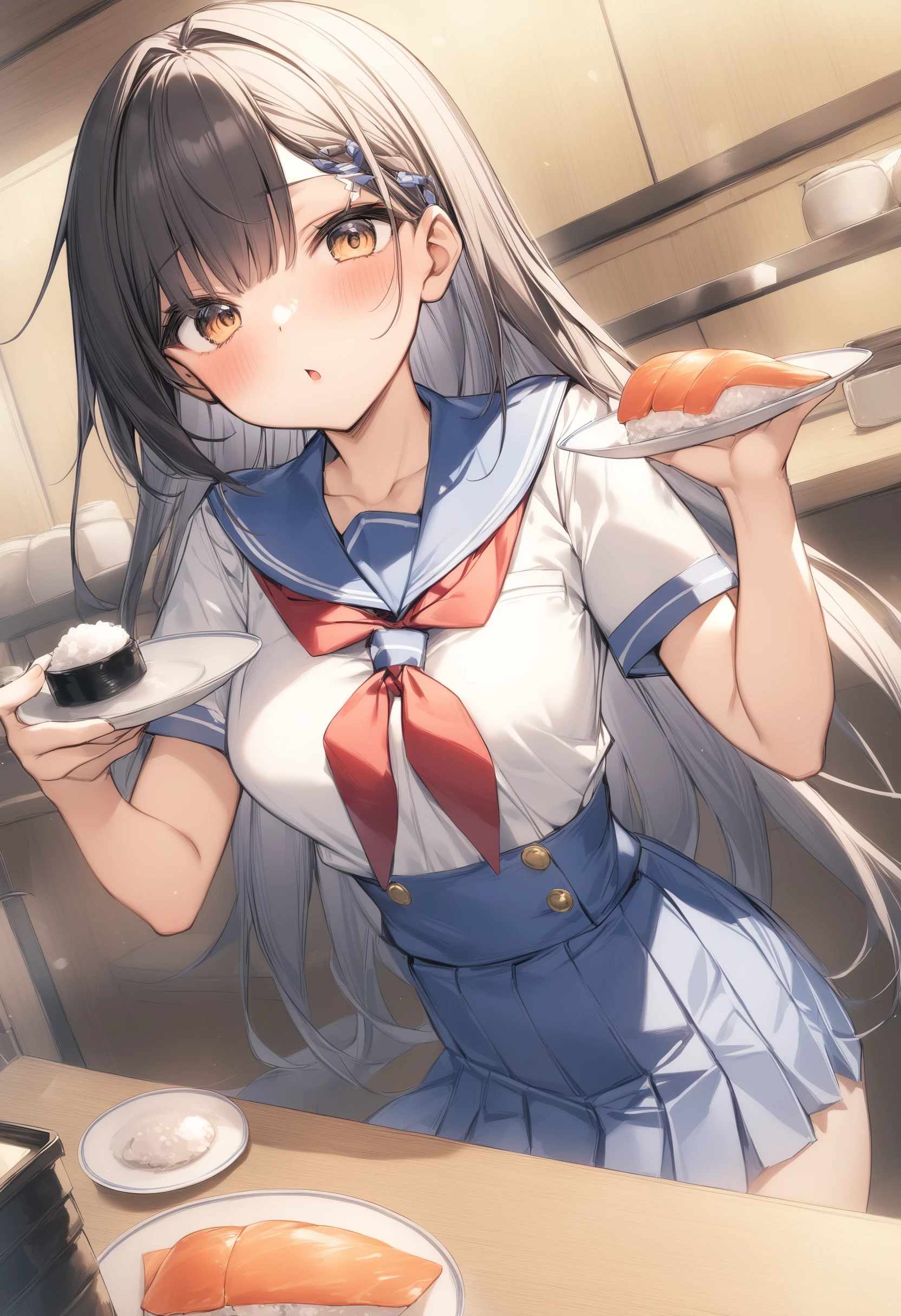 1girl, <lora:sdxl2-flat2-512b:-1>,medium breasts,school uniform,
<lora:kaitenzushiXLv2:0.8>,kaitenzushi,
@vf_ã¢ã³ã°ã«:ã«ã¡ã©ã®åã@, @vf_ã¢ã³ã°ã«:æ§å³@, @vf_ã¢ã³ã°ã«:ç®ç·@, @vf_人-é¡:表æ
@, @vf_風æ¯:å ´æ@, @人_é¡:å£2@,
best quality,medium quality,