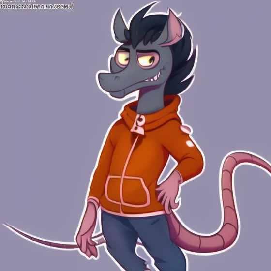 Argit,solo,male,rat, inspired by Heinrich Kley, tumblr, furry art, hybrid of mouse and horse, mlp fanart, disrobed, vriska serket, in the shape of a rat, [[[[grinning evily]]]], cel shaded:15, bojack horseman tail,    <lora:Argit-08:1>