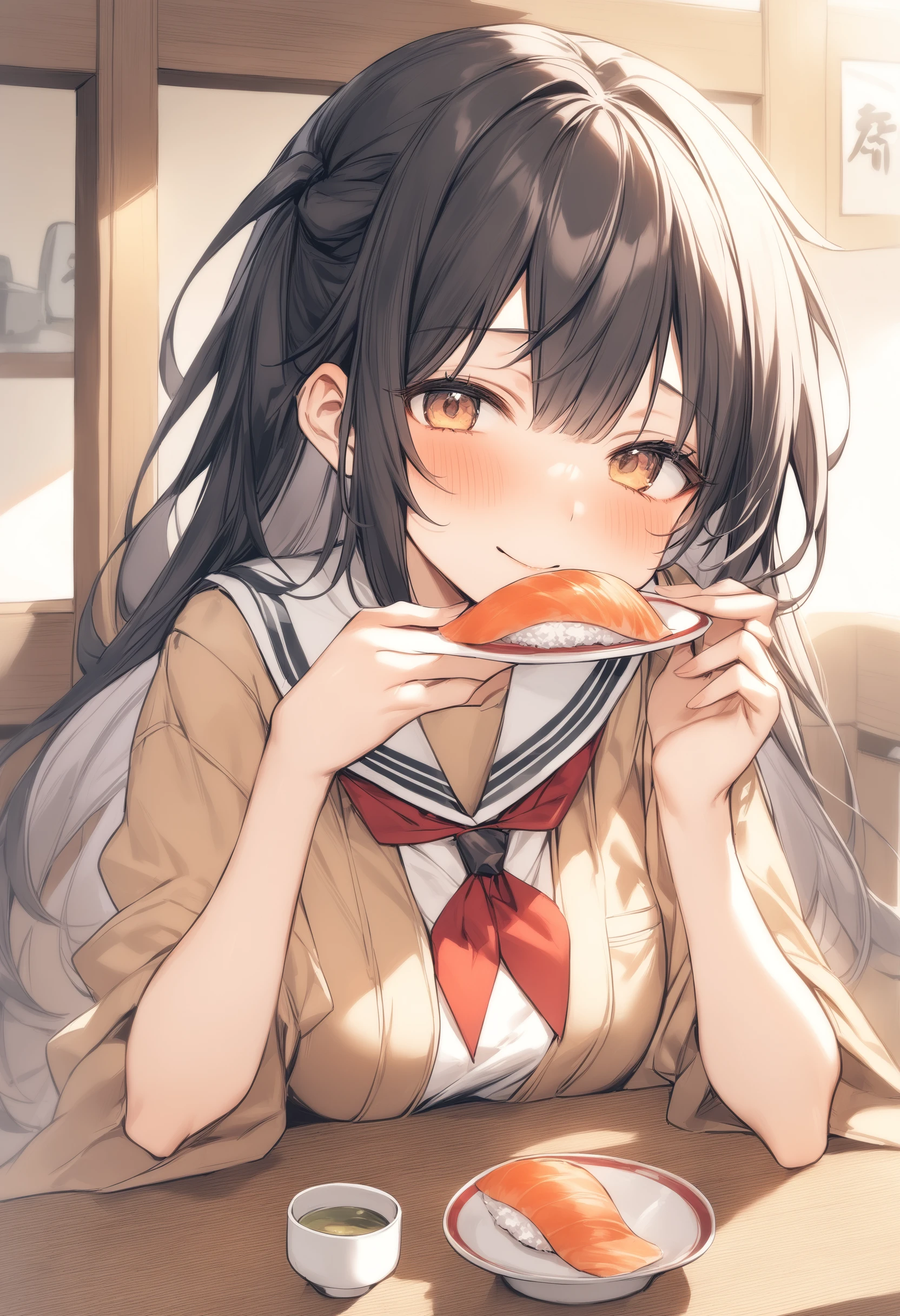 1girl, <lora:sdxl2-flat2-512b:-1>,medium breasts,school uniform,
<lora:kaitenzushiXLv2:0.8>,kaitenzushi,happy,
@vf_ã¢ã³ã°ã«:ã«ã¡ã©ã®åã@, @vf_ã¢ã³ã°ã«:æ§å³@, @vf_ã¢ã³ã°ã«:ç®ç·@, @vf_äºº-é¡:è¡¨æ@, @vf_é¢¨æ¯:å ´æ@, @äºº_é¡:å£2@,
best quality,medium quality,