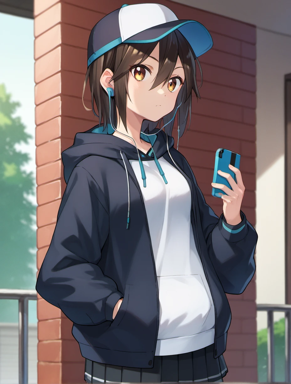 score_9, score_8_up, score_7_up, score_6_up, score_5_up, score_4_up, BREAK
InabaHimeko, 1girl, solo, earphones, hat, skirt, hood, hoodie, digital media player, baseball cap, earbuds, hand in pocket, pleated skirt, looking at viewer, phone, jacket, cellphone,
<lora:InabaHimeko_PD6XL:1>