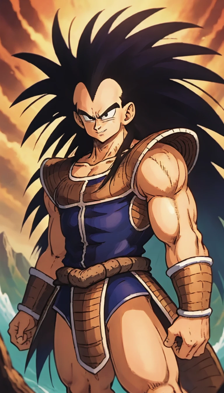 Role-playing game (RPG) style fantasy <lora:RadditzXL:.7>radditz man, long hair, fantasy background <lora:NamekXL:.7>namek, detailed eyes . Detailed, vibrant, immersive, reminiscent of high fantasy RPG games
