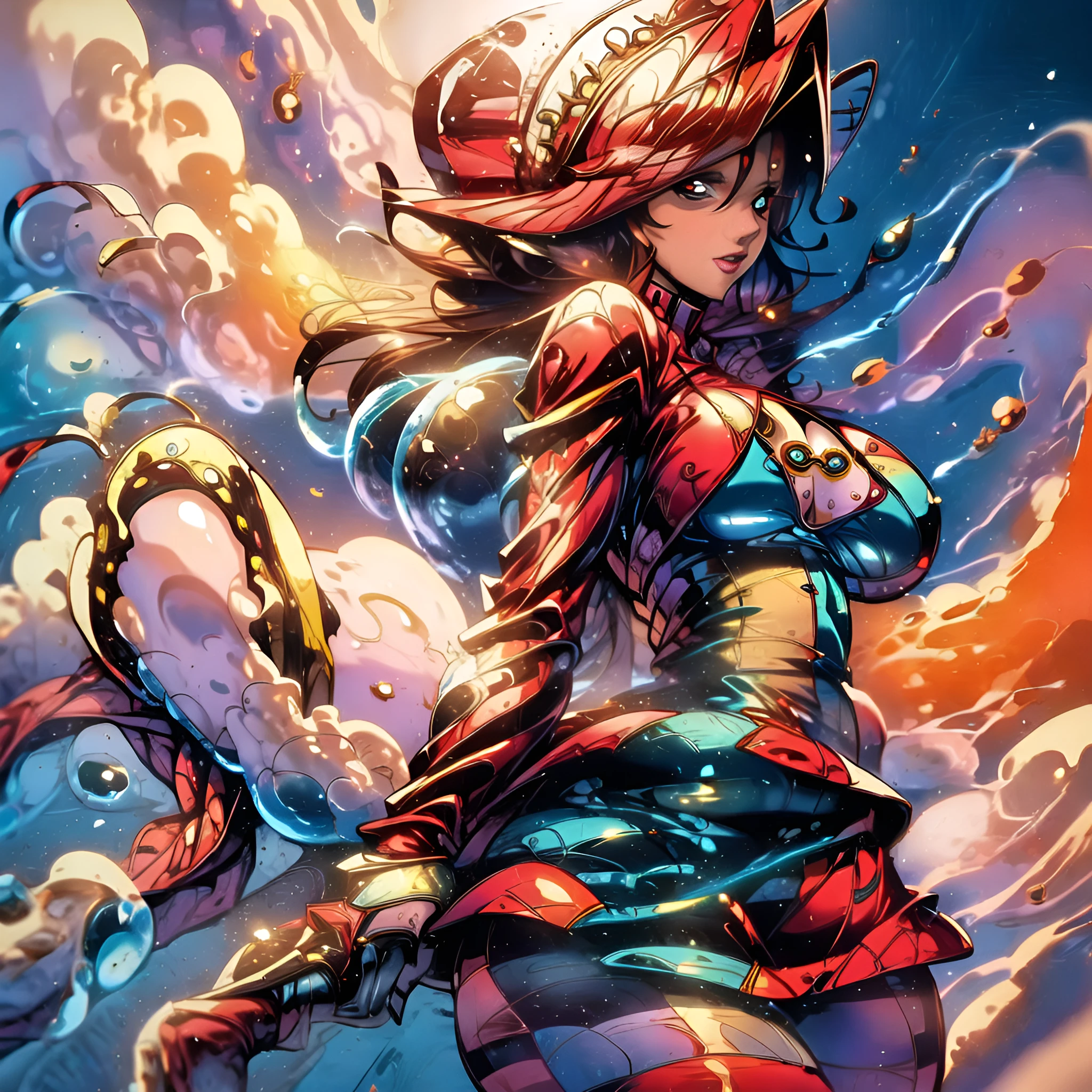 (waterworld:1.4) ethereal fantasy concept art of  the woman, large breasts, bright red hair, striped outfit . magnificent, celestial, ethereal, painterly, epic, majestic, magical, fantasy art, cover art, dreamy <waterworld-000014:1.42> <add_detail:1> <jim lee:0.2>