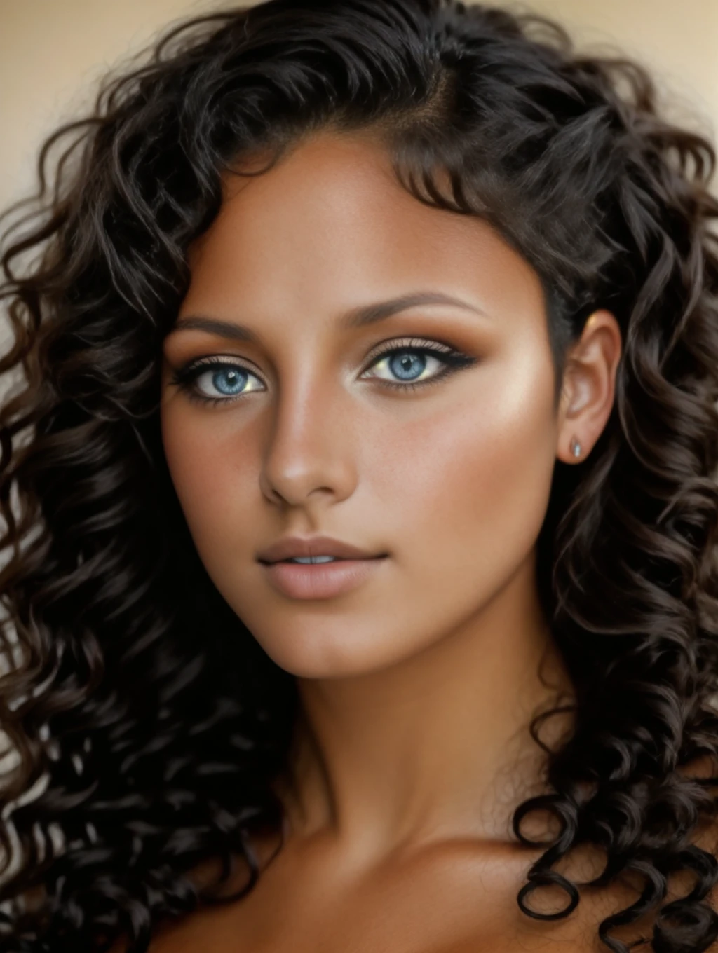 <lora:HarmonyV1:1> harmonyv1, close up portrait, professional photography, simple background, realistic eyes, skin with defaut, rim light,
