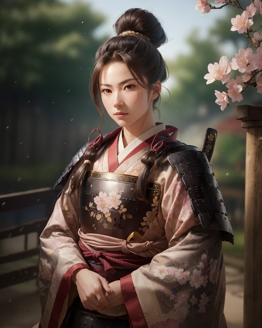 best quality,masterpiece,highly detailed,ultra-detailed, katanaV2
<lora:neg4all_bdsqlsz_V3.5:-1>
Describing a samurai in silver lightweight armor, engraved with cherry blossom tree motifs, symbolizing reverence for natural beauty. The attire is primarily light pink, portraying the warrior's gentleness and calmness. The hairstyle is simple and elegant, with a cherry blossom tucked in.
<lora:nobunagakatana:1>