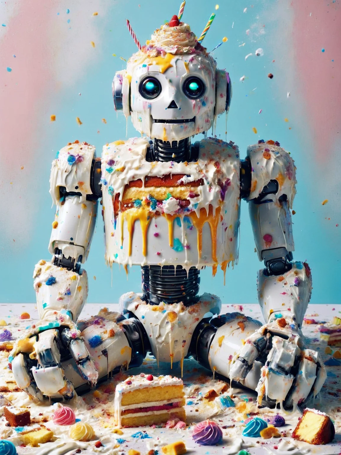 ais-cakemess robot malfunctioning due to cake overload <lora:Cake_Mess_SDXL:1>