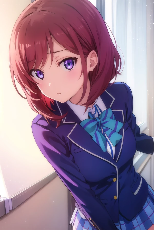 makinishikino, <lora:maki nishikino s1-lora-nochekaiser:1>,
maki nishikino, short hair, (purple eyes:1.1), red hair,
BREAK skirt, school uniform, jacket, blazer, winter uniform, otonokizaka school uniform,
BREAK indoors, classroom,
BREAK looking at viewer, (cowboy shot:1.5),
BREAK <lyco:GoodHands-beta2:1>, (masterpiece:1.2), best quality, high resolution, unity 8k wallpaper, (illustration:0.8), (beautiful detailed eyes:1.6), extremely detailed face, perfect lighting, extremely detailed CG, (perfect hands, perfect anatomy),