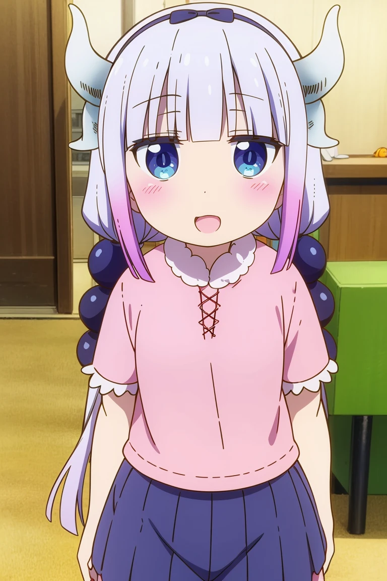 masterpiece, absurdres, official art,
kanna,hairband,beads,twintails, happy, v arms, 
<lora:Kobayashi-san Chi no Maidragon_kanna:0.7>
 <lora:add_detail:0.4>
police station