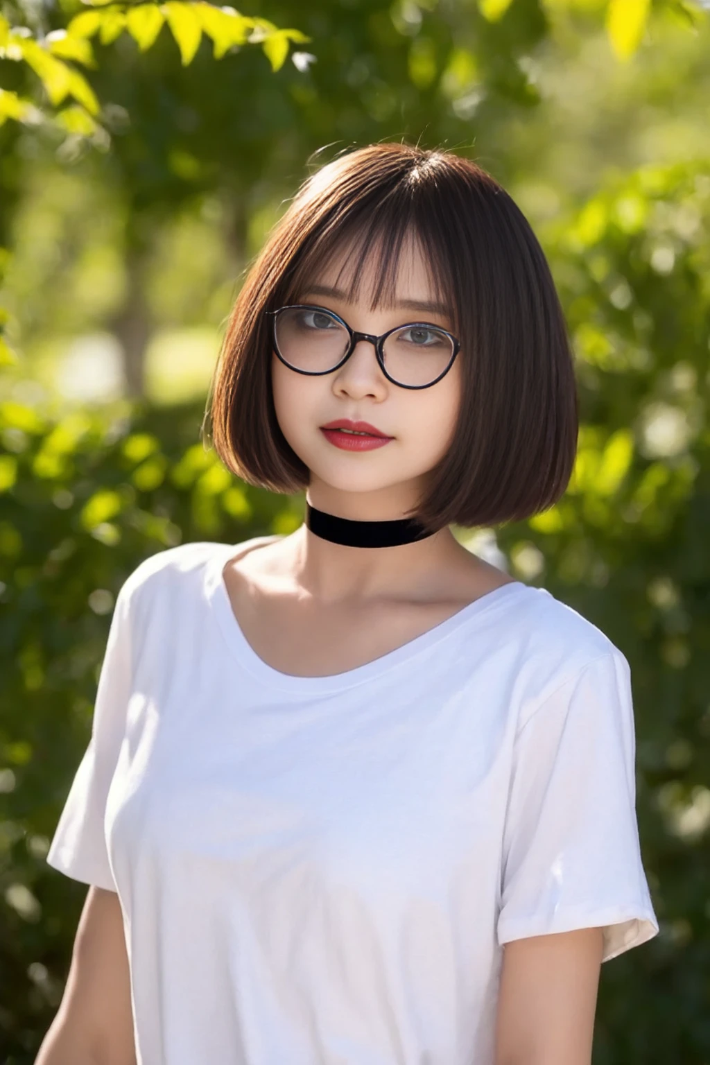 <lora:suzu_ir_v01:0.9>,
(8k, RAW photo, best quality, masterpiece:1.2), (realistic, photo-realistic:1.37), omertosa,1girl, blurry background,city, sunlight,professional lighting, photon mapping, radiosity, physically-based rendering, backlight bokeh, blurry background, ((black choker)), red lips, student ,((lights shinning on the face))
head portrait
,
sunlight, ((outdoors)) ,((light shinning on the hair))
((millitary uniform,t-shirt,short jacket)),
((bob haircut)), ((floating hair)), blonde,straight hair, glowing hair,
135mm lens,gold-rimmed glasses,,big breast,red lips,smile,