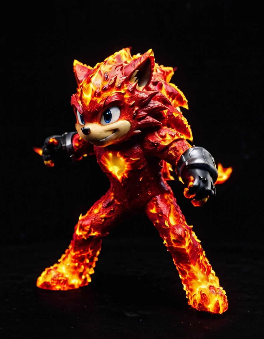 a Lava flow sonic the hedgehog against a black background