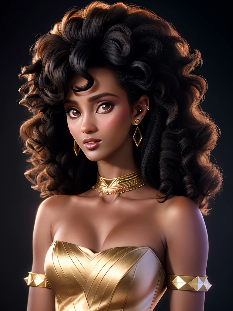 The image of the white Medusa, short sexy dress, The hair is a snake coiled green, Exaggerated earrings, Magic wand in hand. She's funny,Stay in the palace. Pixar format, seated on a throne, With a smile