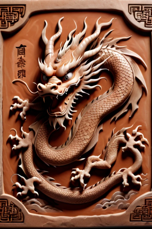Dead wood carving design style,Double Dragons Playing with a Pearl, Qi Baishi and Chen Longque、Chen Dingbo's dynamic illustration pumpkin carving, Octane Rendering,(best quality, masterpiece, representative work, Official Art, professional, 8K:1.3)