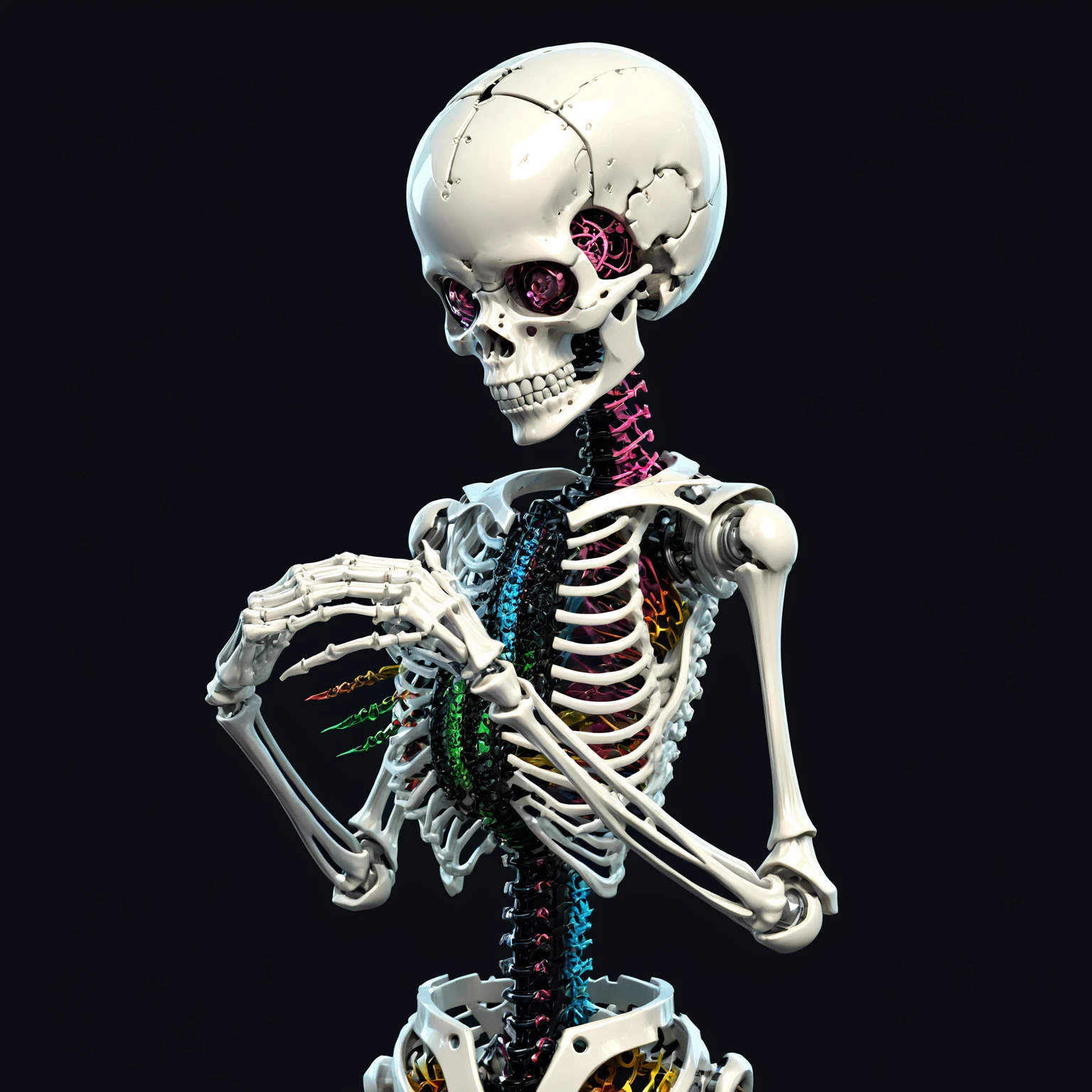made of S1LK4RT,<lora:SilkArt:1>,Gothic style female android mechanical skeleton made of keys scales,pitch black dark background,[giant teacup:woman:8],abstract,[muted colors:vivid colors:8],sharp,tiltshift,hyperdetailed,maximum fidelity,quality,cinematic,subsurface scattering,maximal attention to correctness and detail,epic,magnificent,wondrous,. Dark,