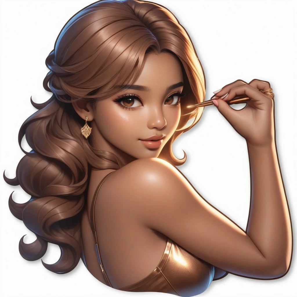 sticker,  1girl,  girl,  pretty,  beautiful,  ray tracing lighting,  masterpiece,  best quality,  blank background,  sexy,  nsfw,  lady,  photorealistic,  best details, fluttershysaidsyayyy,  good hand,  bronze colored skin,  great hand,  perfect hand