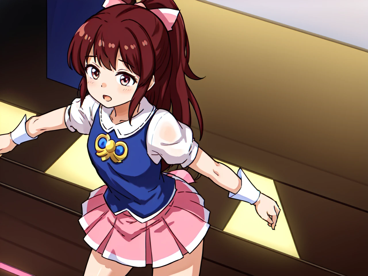 masterpiece, best best quality, 8k,
<lora:Yuna_Toomi.v2-000003:0.9> yuna toomi,
small eyes,
standing,
(magical girl outfit:1.1)
dancing, on stage,