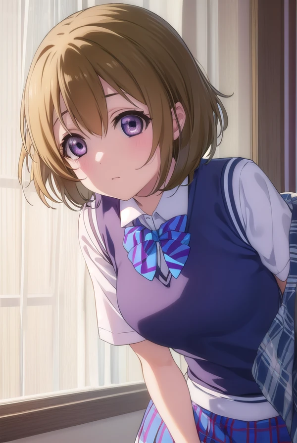 hanayokoizumi, <lora:hanayo koizumi s1-lora-nochekaiser:1>,
hanayo koizumi, short hair, brown hair, (purple eyes:1.1),
BREAK skirt, bow, school uniform, socks, plaid, kneehighs, plaid skirt, sweater vest, summer uniform, otonokizaka school uniform,
BREAK indoors, classroom,
BREAK looking at viewer, (cowboy shot:1.5),
BREAK <lyco:GoodHands-beta2:1>, (masterpiece:1.2), best quality, high resolution, unity 8k wallpaper, (illustration:0.8), (beautiful detailed eyes:1.6), extremely detailed face, perfect lighting, extremely detailed CG, (perfect hands, perfect anatomy),