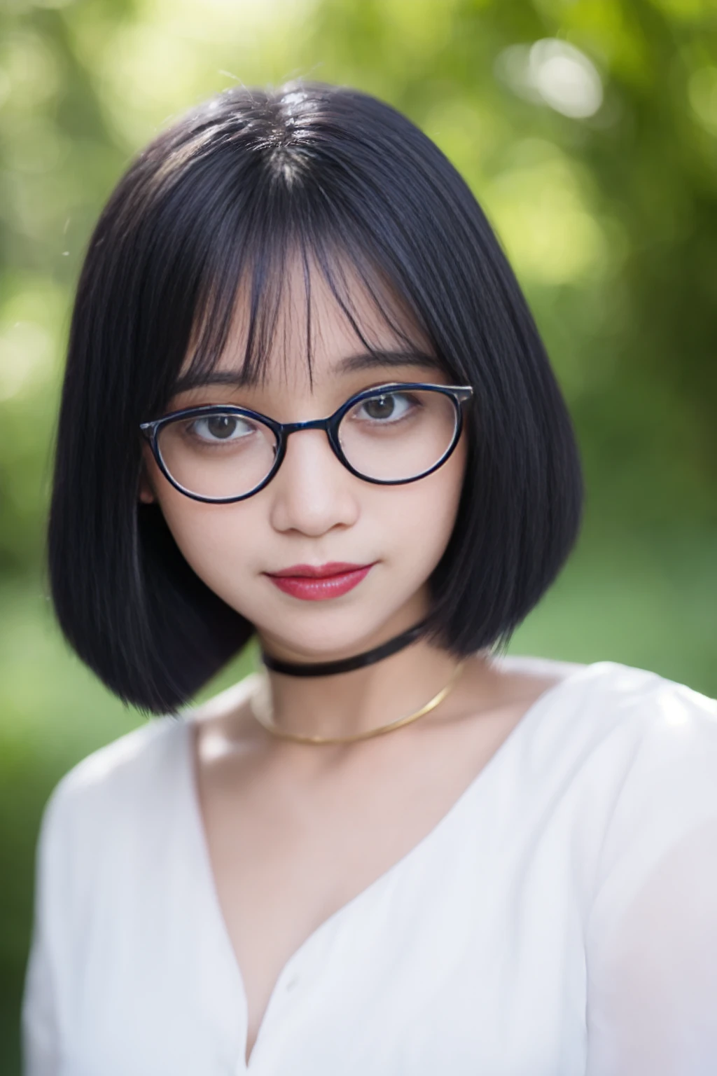 <lora:suzu_ir_v01:0.9>, 
 (8k, RAW photo, best quality, masterpiece:1.2), (realistic, photo-realistic:1.37), omertosa,1girl, blurry background,city, sunlight,professional lighting, photon mapping, radiosity, physically-based rendering, backlight bokeh, blurry background, ((black choker)), red lips, student ,((lights shinning on the face))
head portrait
,
sunlight, ((outdoors)) ,((light shinning on the hair))
((navel-baring shirt)),
((bob haircut)), ((floating hair)), blue hair,wavy hair, glowing hair,
135mm lens,gold-rimmed glasses,,big breast,red lips,smile,