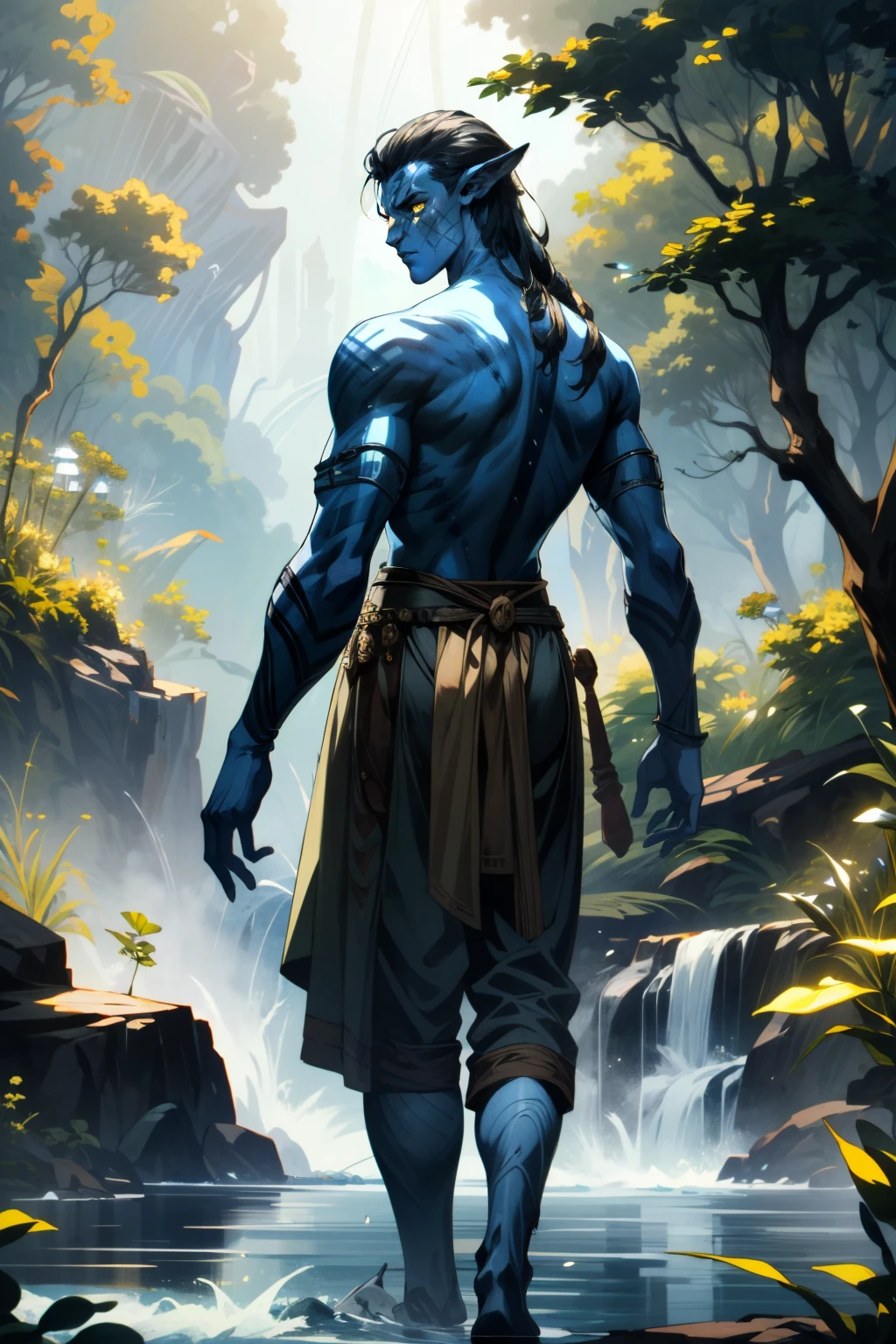((ultra detailed, masterpiece, absurdres))
<lora:AvJakeSully:0.9>
AvJakeSully,1boy,blue skin,yellow eyes, Historic Japanese Cherry Blossom Garden , walking_side_view_right
