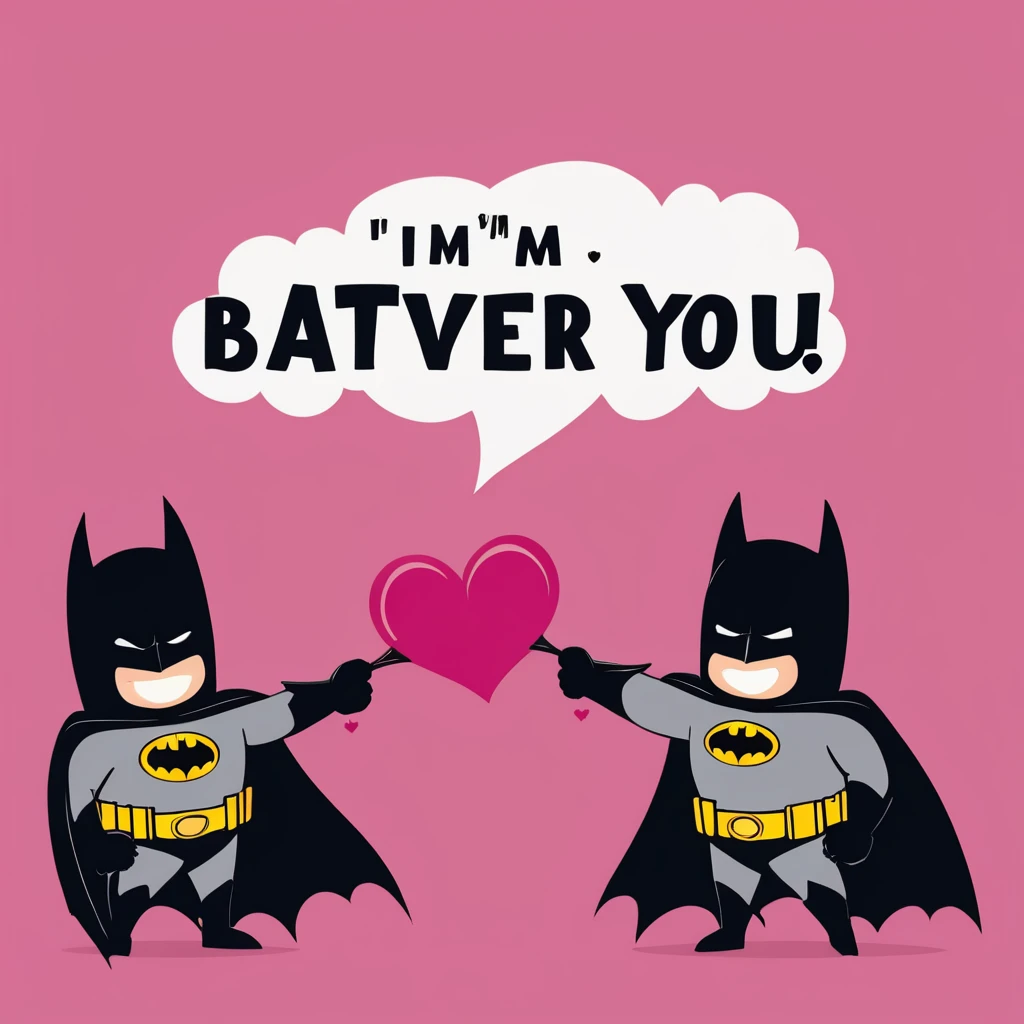 text logo, "I'm batty over you!", valentines cards, simple background, batman,