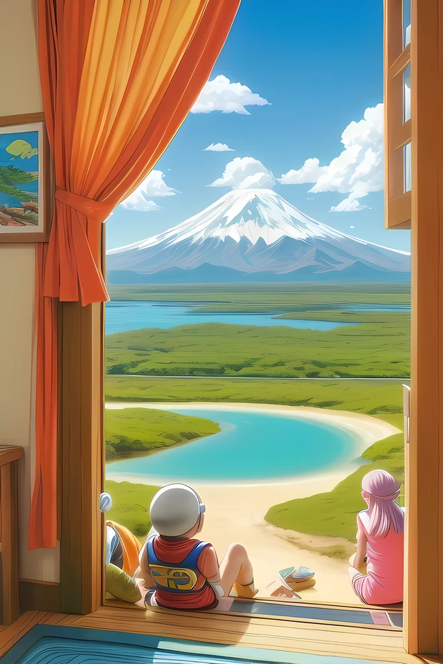 (art by Akira Toriyama:1.2) and (Kunio Okawara:1.0) , anime key visual, Emerging "The Gulf of Tonkin Incident", from inside of a Mount Shasta, Sunny, soft focus, Vivid, Cosy, Primitivism Art, F/14, Agfacolor