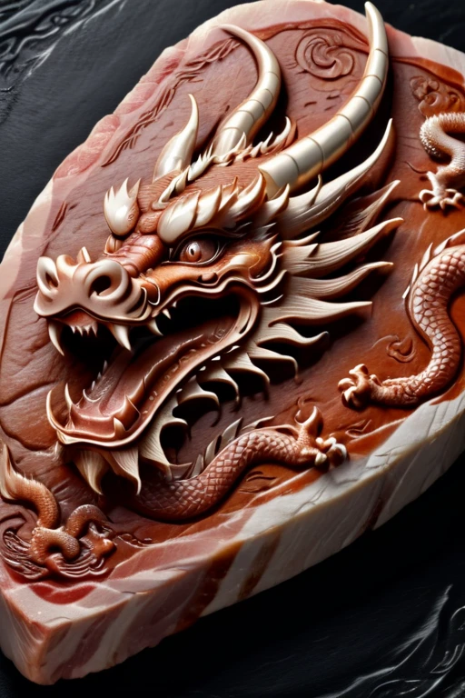 <lora:Dragon_Engraving:0.8> dragon engraving on a T-bone steak, 8k resolution,