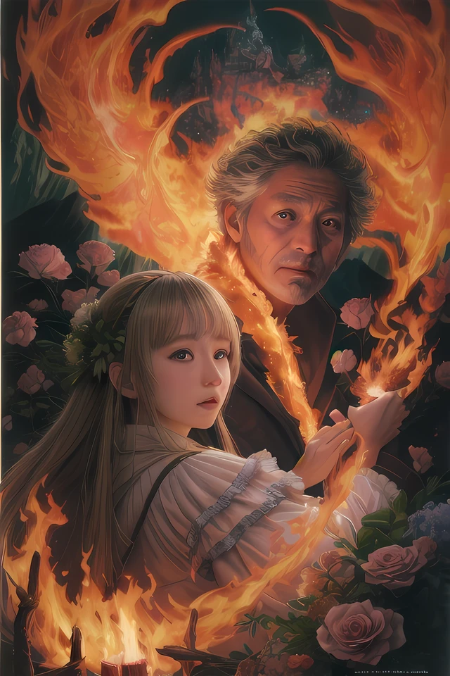Kentaro Miura, Accent lighting, [Chiffon:Foam:17], Faith, Nikon d850, 35mm, Color splash, Sturdy, Hopeful, Guilt, F/14, Dystopian, Candle light, crowded flowers and mountains, pixiv, Satisfying, complementary colors, Brown and Charcoal details, extremely detailed CG Unity 8k wallpaper, Anime, poster art, Hipster Art, Good, Affectionate, absurdres, Selective focus, Moving, Light, DayGlo pink hue, Sony A7, F/2.8, Intensive Monstrous ("Guise of Fire":1.3) , Robert Rauschenberg, [Playful|Deteriorating], Dual Kawaii, unreal engine, Kodak Ektachrome E100, Adi Granov, Refreshing, Low Contrast, hard light, wallpaper, Hasselblad, William Trost Richards, Inspired, Willem Haenraets, Illuminating, Ribbons, Prehistoricore, waning light, split lighting, Best quality, Fujichrome Provia 100F, Tactile, Jan Toorop, Temperance, Fujicolor C200, Albumen, Pearl, Gluttony