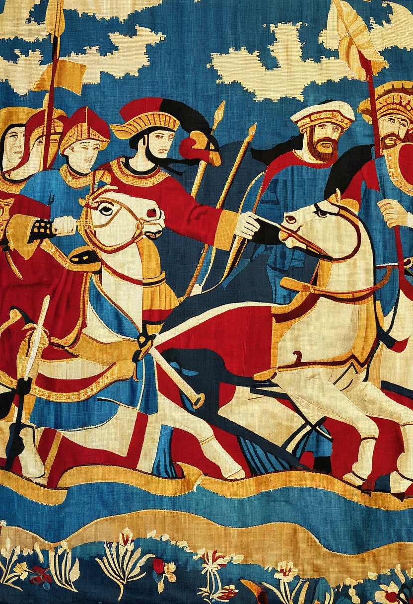 battle of troy in ths_tapestry style <lora:ths_tapestry XL:0.8>