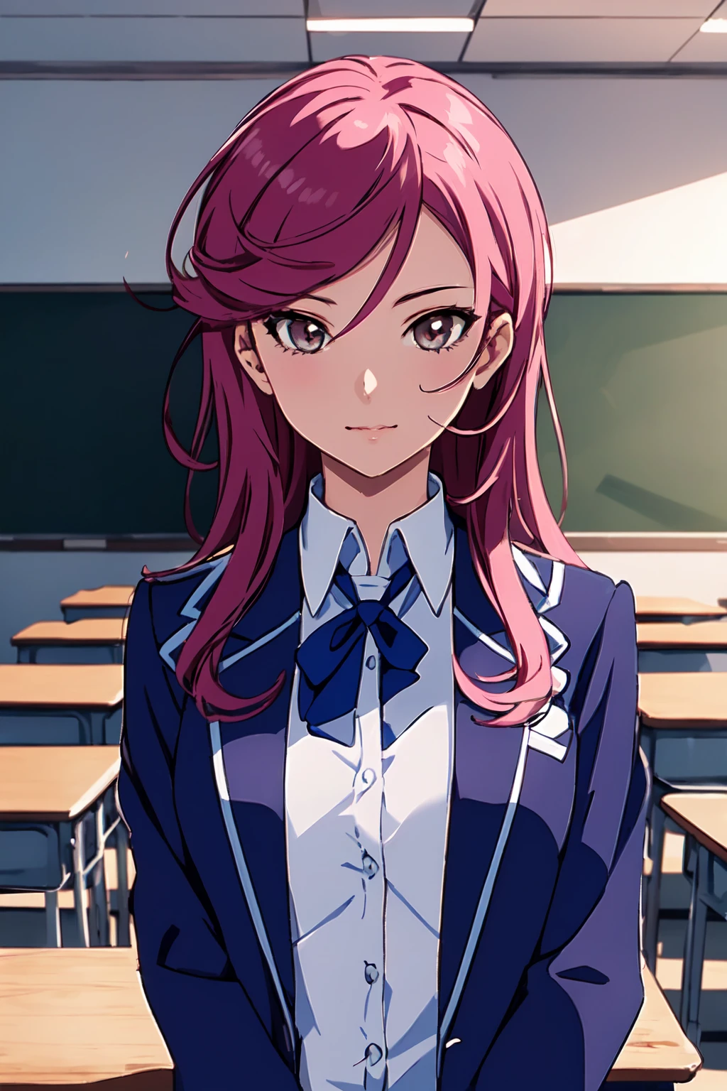 (RAW photo, best quality), 1girl,  natural lighting, solo, high resolution, classroom, school,
<lora:srw_ring_mao_v1_2-000005:0.8>, srw_ring_mao,
school uniform, jk, blazer, ribbon,