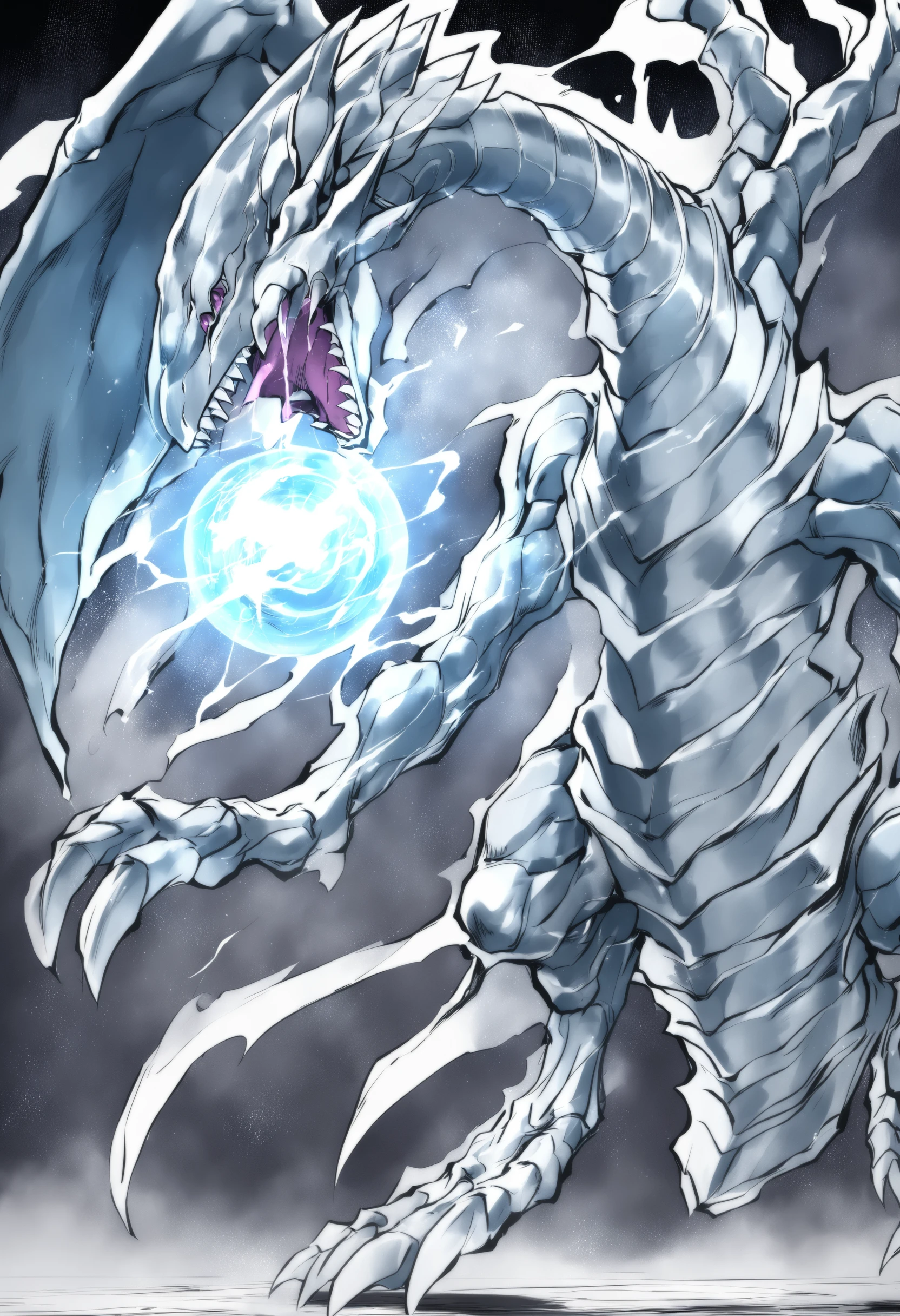 no humans, <lora:blueeyeswhitedragonXLv1:0.9>,bewd,pokemon (creature), dragon, solo,duel monster,energy,
masterpiece, best quality,