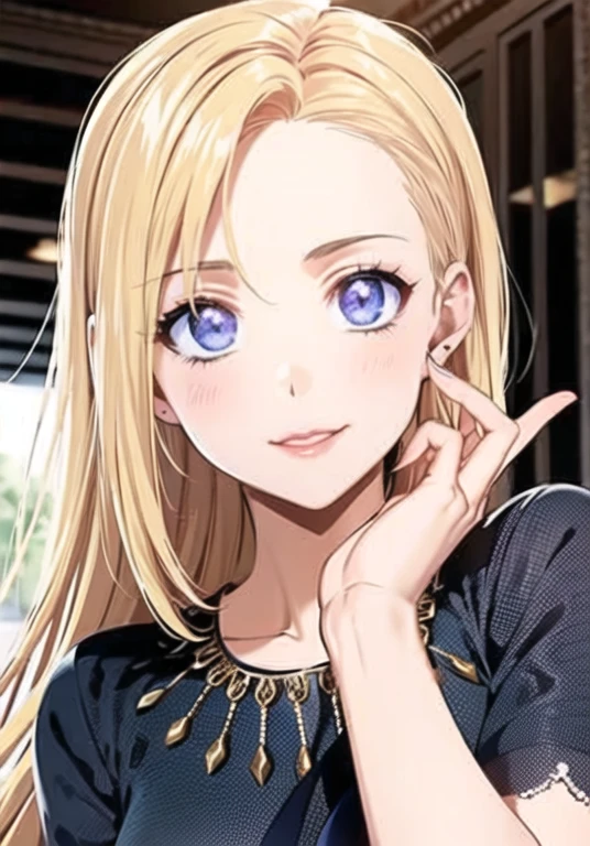 ((highest quality)), ((masterpiece)), (detailed), Perfect Face、reading、Sad、smooth hair、blonde、Earrings、library