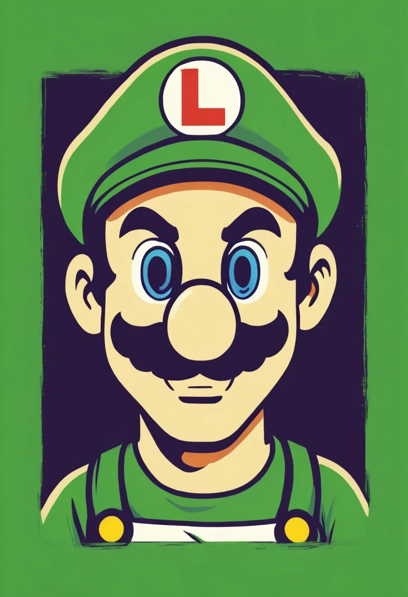 retro_tshirt, a retro luigi, flat,( square:1.1), <lora:retro_tshirt:1>