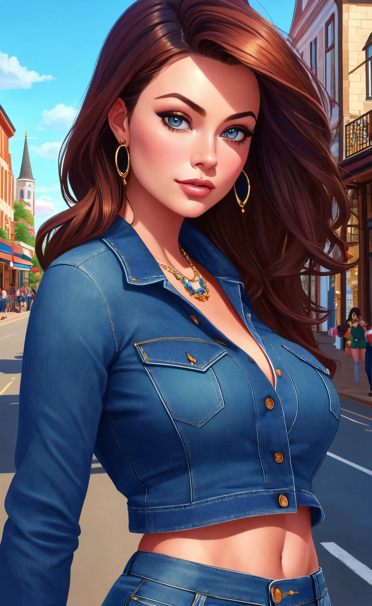 Brunette girl with big boobs 