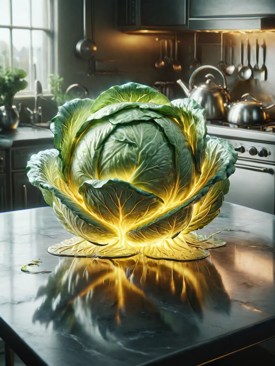 ais-moltenz cabbage on the kitchen table <lora:Molten_Metal_SDXL:1>