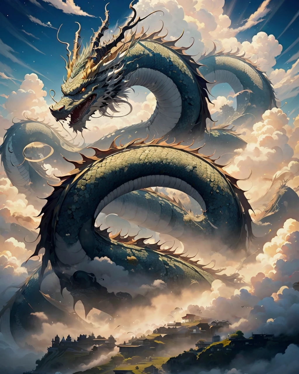 best quality,masterpiece,highly detailed,ultra-detailed,
<lora:neg4all_bdsqlsz_V3.5:-1>,
<lora:loong:1> loong, eastern dragon, dragon, no humans, horns, scales, claws, cloud, sky, looking at viewer