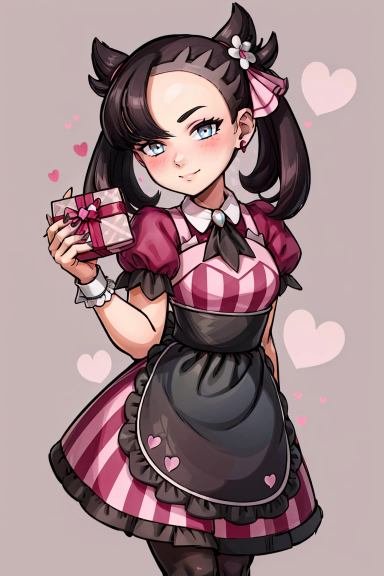 <lora:Toriyama_Akira_Style:0.5>,
((masterpiece,best quality)), absurdres,
<lora:Palentines_2022:0.8>,
solo, smile, looking at viewer,
apron, blush, box, creatures (company), dress, earrings, flower, game freak, hair flower, hair ornament, hair ribbon, heart-shaped box, highres, holding, jewelry, l4wless, marnie (palentines 2022) (pokemon), marnie (pokemon), nail polish, nintendo, pantyhose, pink ribbon, pokemon, pokemon masters ex, ribbon, simple background, pink background, twintails, valentine, waist apron, wrist cuffs, <lora:more_details:0.5>
pink border, hearts background,