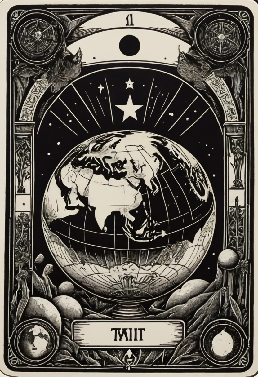 tarot_card, WORLD, front perspective, flat, frame,( square:1.1), (white outline:1.2) <lora:tarot_card:1>