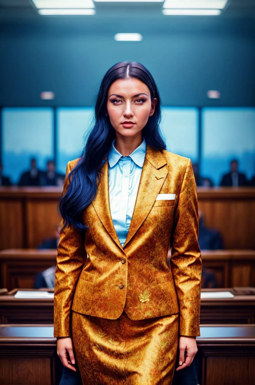 A stunning intricate full color picture of a beautiful woman, wearing a lawyer attire in a courtroom, portait, epic character composition,by ilya kuvshinov, alessio albi, nina masic,sharp focus, subsurface scattering, f2, 35mm, film grain, pale <lora:lauraagn:1>