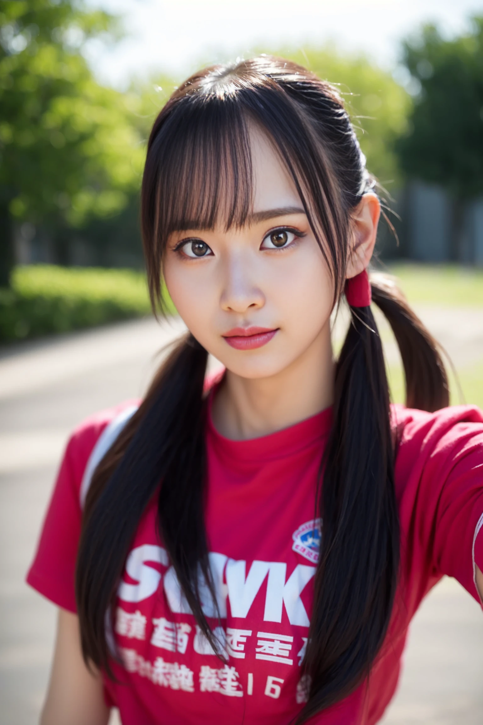 <lora:nana_kic_v01:0.9>, 
 (8k, RAW photo, best quality, masterpiece:1.2), (realistic, photo-realistic:1.37), omertosa,1girl, blurry background,lake, sunlight,professional lighting, photon mapping, radiosity, physically-based rendering, backlight bokeh, blurry background, ((black choker)), red lips, student ,((lights shinning on the face))
head portrait
,
sunlight, ((outdoors)) ,((light shinning on the hair))
((school uniform,t-shirt)),
((high twin-tail hair)), ((floating hair)), blonde,straight hair, glowing hair,
135mm lens,,big breast,red lips,smile,