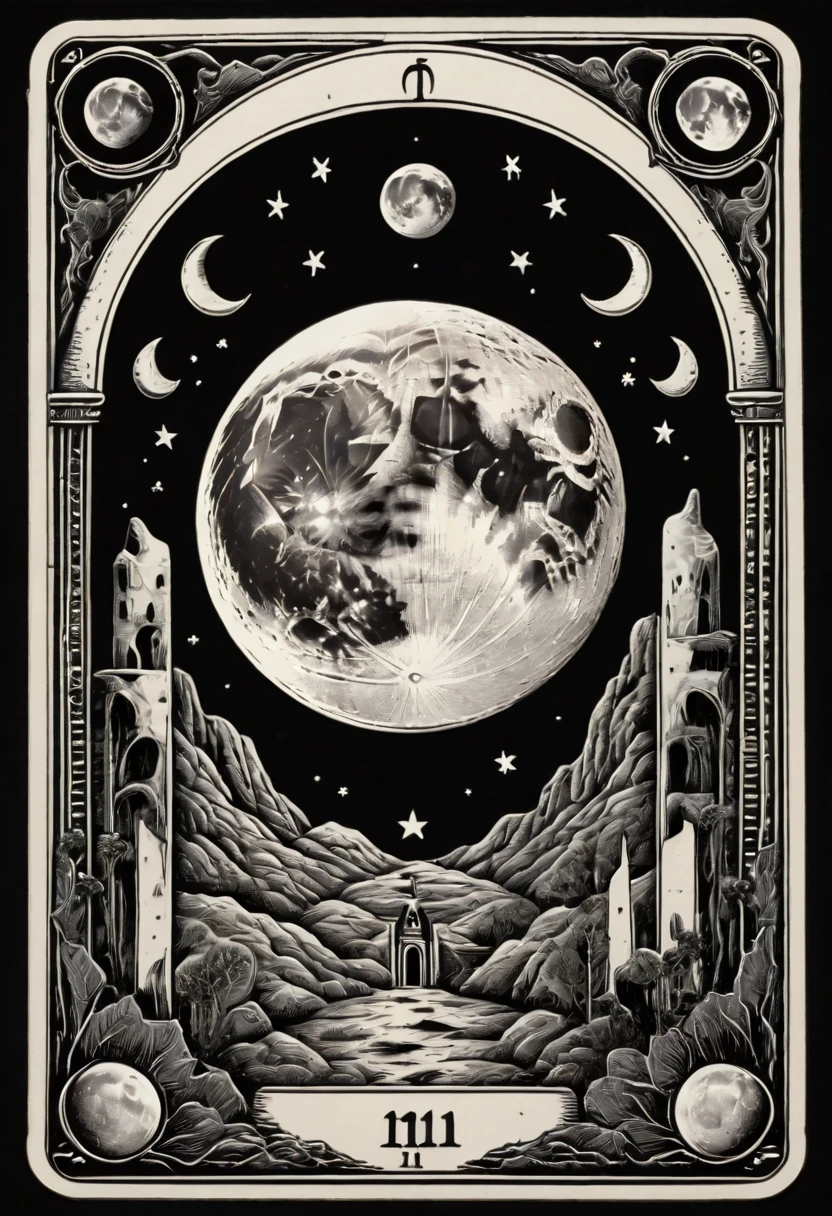 tarot_card, moon, front perspective, flat, frame,( square:1.1), (white outline:1.2) <lora:tarot_card:1>