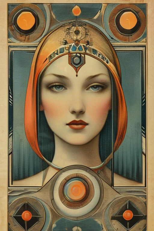 <lora:ARTFULLYORACLESDXL-V1:0.5>,oracle,geometric,abstract,surreal,female,beautfiul,mystical, the front of an old card,