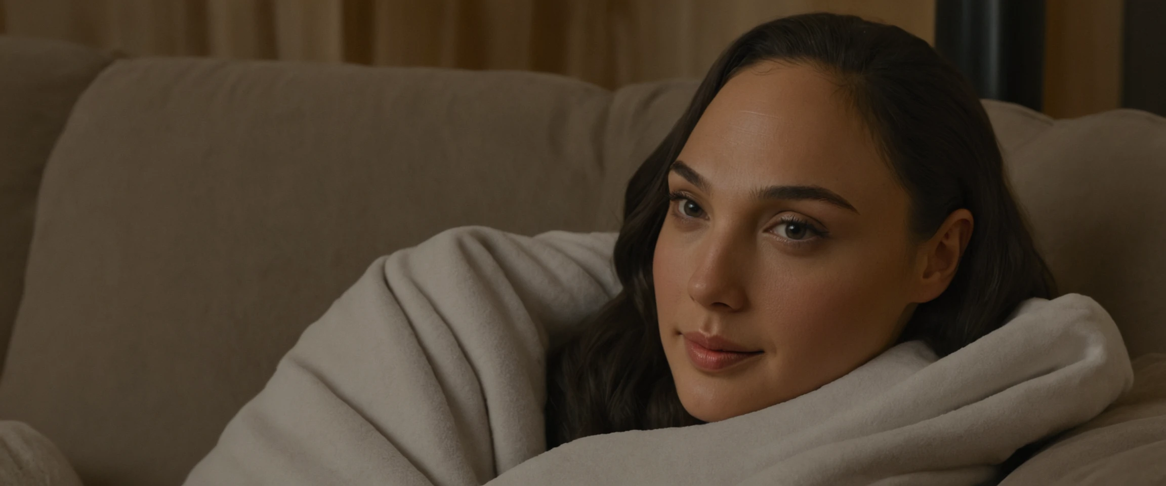 closeup portrait hyper shot of Gal Gadot , cute face, cinemascope 35mm, film grain
(wearing a onesie soft long blanket,one-piece jumpsuit:1.2),(Cozy Living Room:1.2),(lounging on a sofa with a blanket and popcorn:1.2)
<lora:offset_0.2:0.2> <lora:professional:1.5> <lora:fix_hands:1.5> <lora:GalGadotXLDogu:1.35>