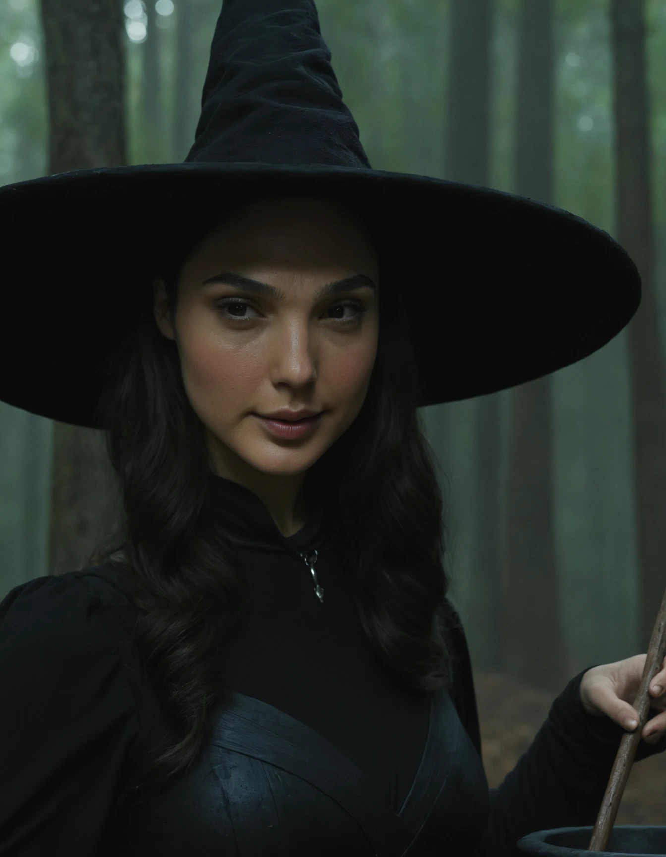 closeup portrait hyper shot of Gal Gadot , cute face
(wearing a witch costume, witch, witch hat:1.2),(wearing a long black sorcerer dress:1.2),(Enchanted Forest Cauldron:1.2),(stirring a cauldron with bubbling potions:1.2)
<lora:offset_0.2:0.25> <lora:professional:1.5> <lora:fix_hands:1.5> <lora:GalGadotXLDogu:1.35>