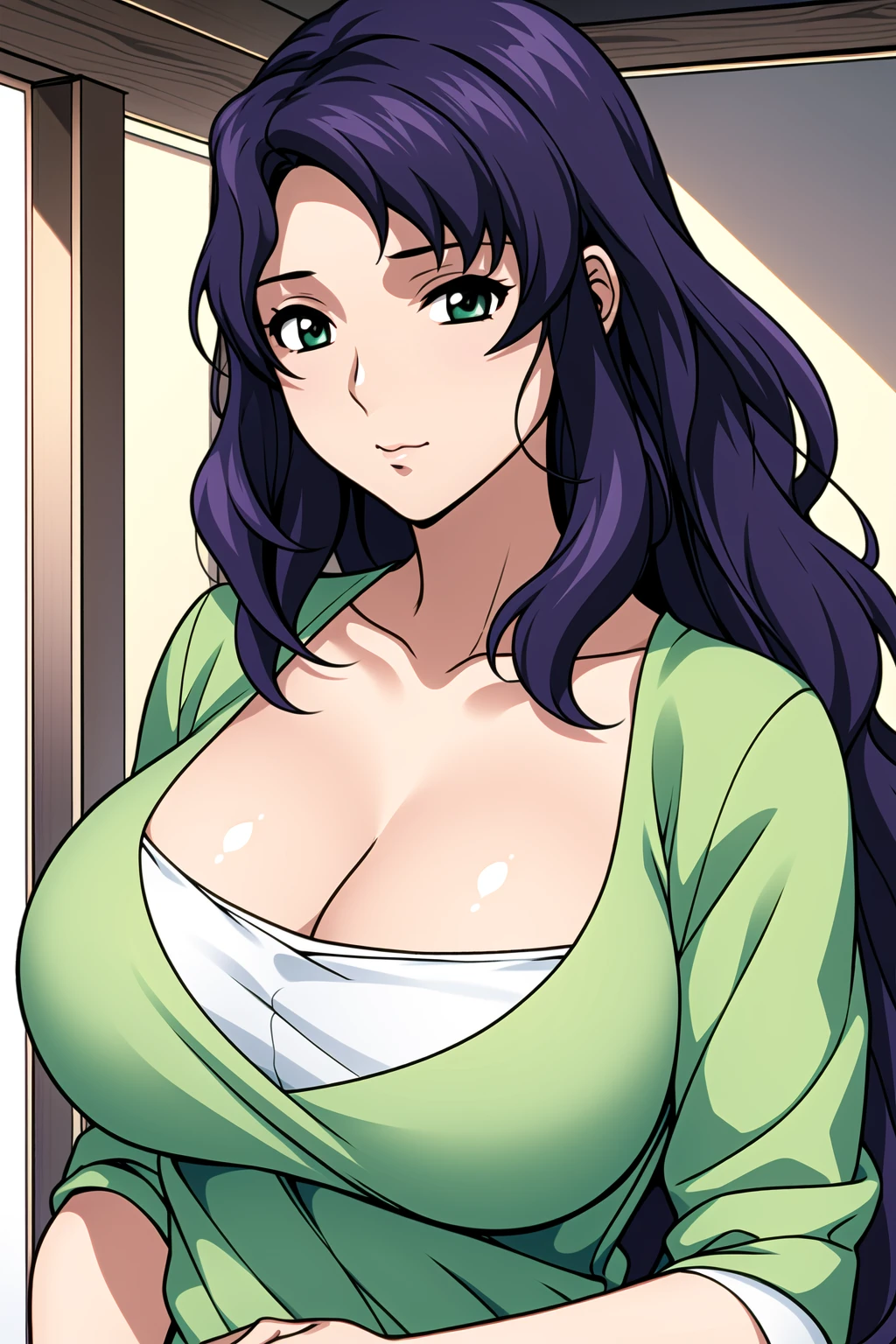 Full body photo, A powerful world, 1girll, bangs, Black hair, Breasts, Closed mouth, 鎖骨, Large breasts, Light blush, Long hair, Long sleeves, view the viewer, V-neck, ((Masterpiece)),One girl,full bodyesbian, torn cloth, Open legs, hand behind head, Underarms, , Tears, Humiliated, 浴室,Long hair,Heart-shaped pupils, Torn clothes, upper legs,Pathetic,exhibitionism,Clothes open,breasts out
