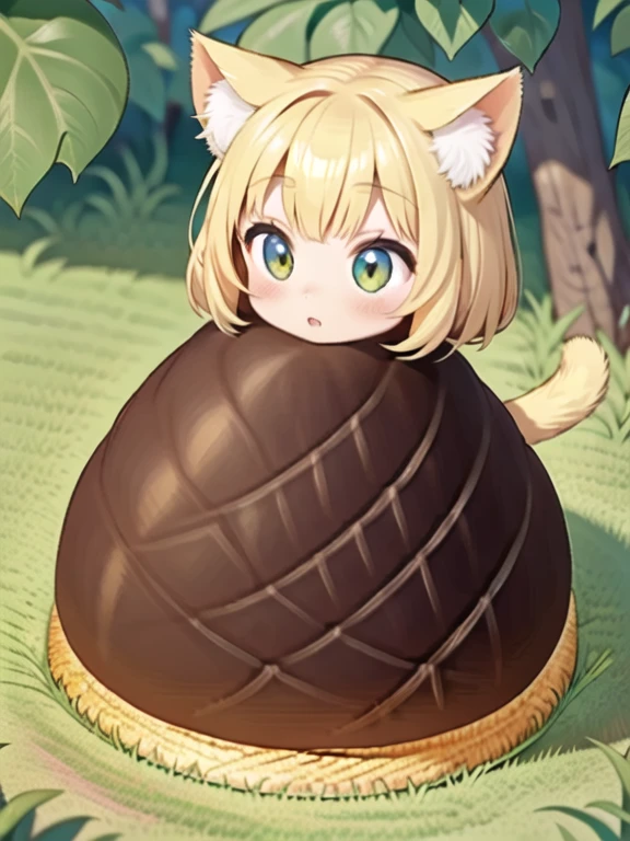 a cat girl, head on takenoko, tail <lora:takenoko-001:1>