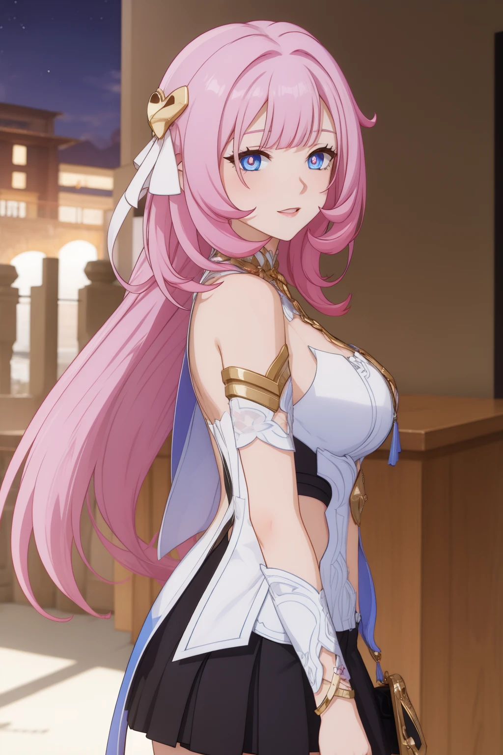 There is a woman with purple flowers in her hair., final fantasy 14 style, final fantasy 14 sharp, final fantasy 1 4, final fantasy 1 4 screenshot, final fantasy character, final fantasy xiv, final fantasy face, Tifa Lockhart with gray hair, character close-up, pink wispy hair, wearing pink floral chiton, Female Character