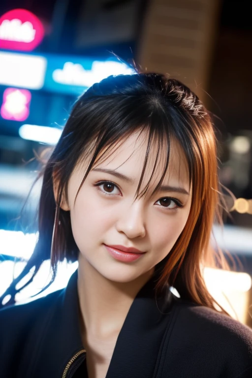 1girl,(RAW photo, best quality), (realistic, photo-realistic:1.4), masterpiece, an extremely delicate and beautiful, extremely detailed, 2k wallpaper, Amazing, finely detail, extremely detailed CG unity 8k wallpaper, ultra-detailed, highres, soft light, beautiful detailed girl, extremely detailed eyes and face, beautiful detailed nose, beautiful detailed eyes,cinematic lighting,perfect anatomy,slender body,smiling ,(bokeh:1.3)
in front of izakaya,narrow street like nakano,lights reflected on wet floor,after rain,night time,shop sign lights,winter night
wearing cashmere jacket
 <lora:mahirucoda_lora:0.8>