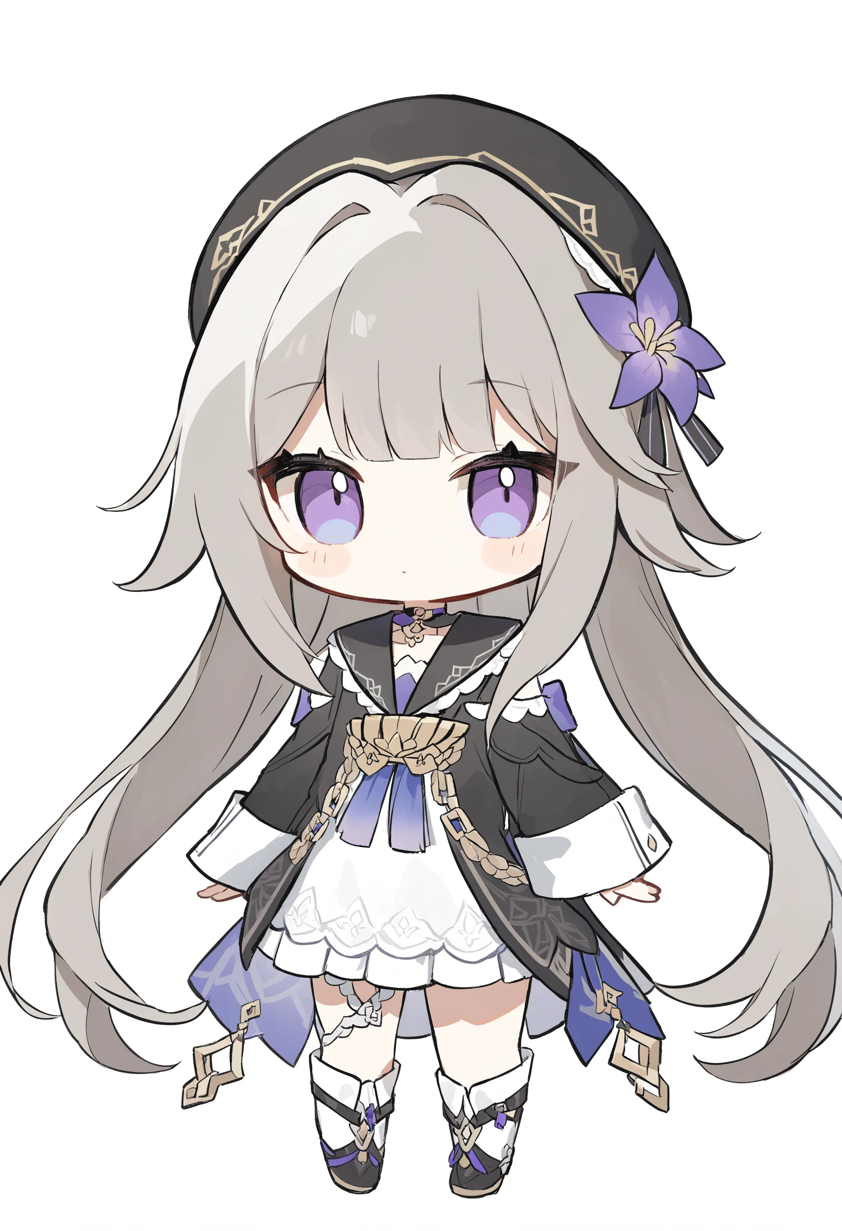 1girl, herta \(honkai: star rail\), honkai \(series\), solo, very cute, chibi, standing, whole body, (white background, simple background:1.2), medium quality, nagi <lora:nagi_XL:1>