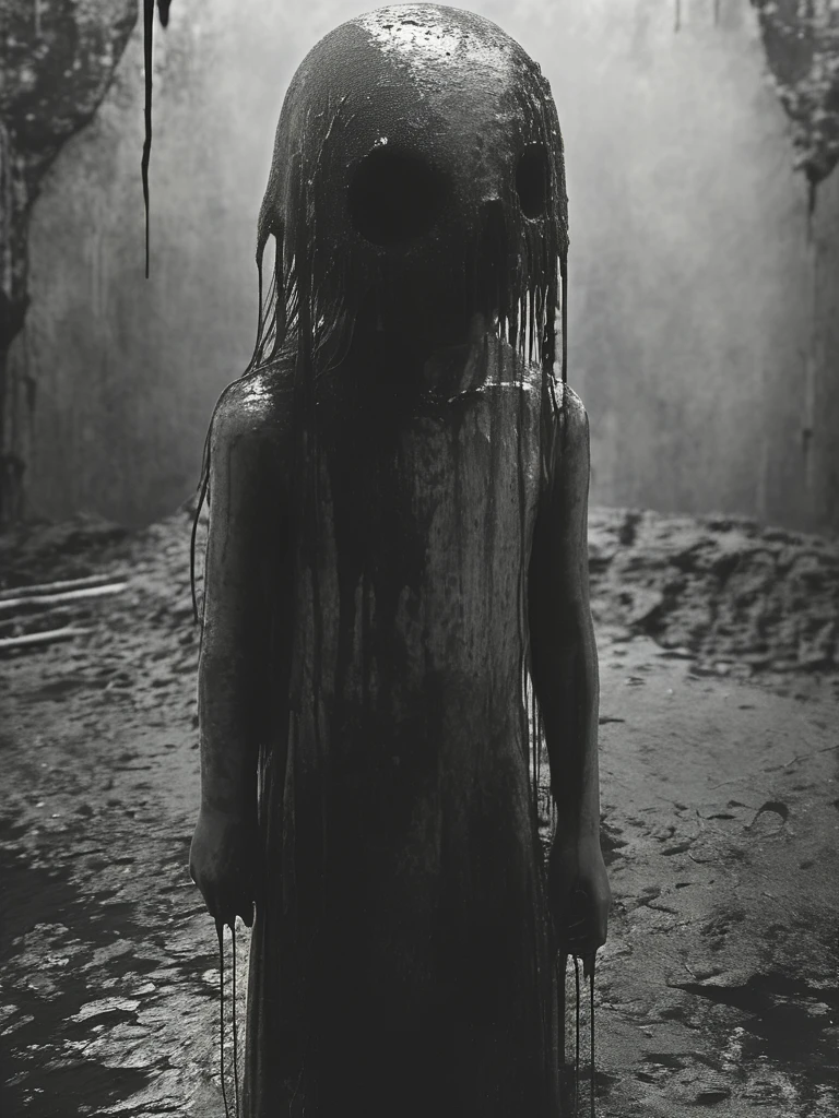 ((masterpiece)), ((best quality)), 8k, high detailed, ultra-detailed,fenliexl, surrealism,solo, horror \(theme\), monochrome, greyscale, dripping, blood, looking at viewer, long hair, 1boy, 1girl, <lora:XSfenlie:1>
